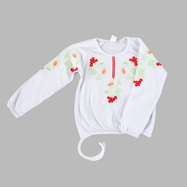 Embroidered shirt for girls Flamingo, color: White, size: 98, sku 729-204И