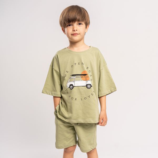 T-shirt for boy Flamingo, color: Khaki, size: 116, sku 927-100