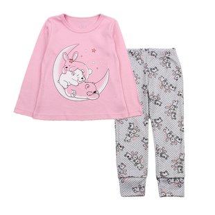 Flamingo print pajamas for girls, color: Pink, size: 116, sku 245-222