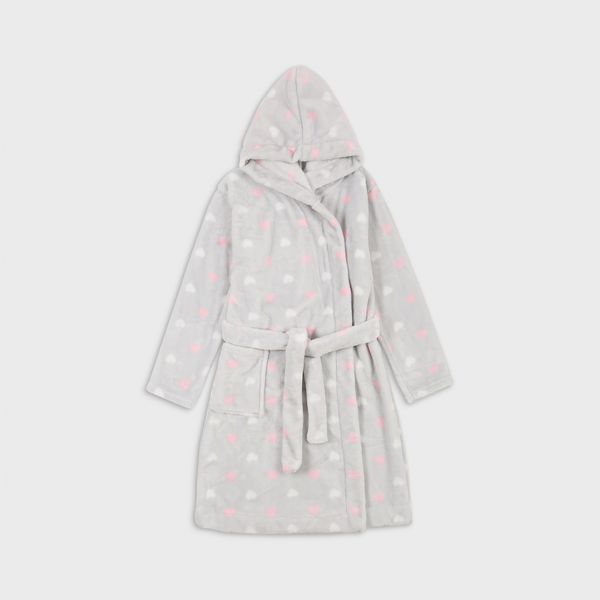 Flamingo bathrobe for girls, color: Gray, size: 140, sku 883-910