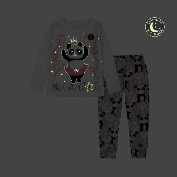 Flamingo print pajamas for girls, color: Lactic, size: 128, sku 247-035