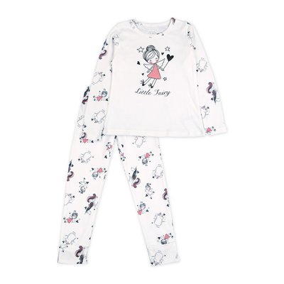 Pajamas with a print for girls Flamingo, color: Lactic, size: 104, sku 245-222