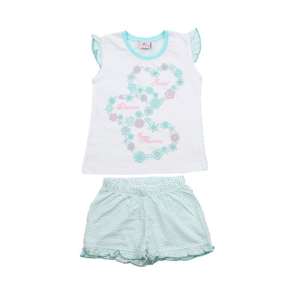 Flamingo print pajamas for girls, color: Mint, size: 116, sku 294-117