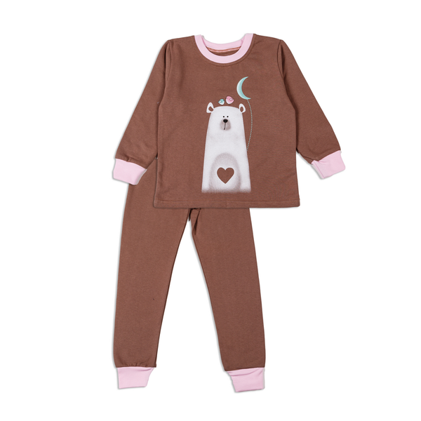 Pajamas with a print for girls Flamingo Brown, size: 128, sku 329-312