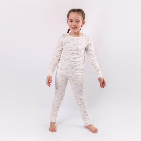 Пижама с принтом для девочек Фламинго Молочный, размер: 122, арт. 247-051 247-051 фото