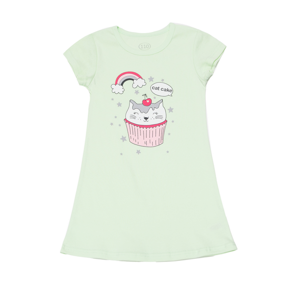 Night shirt for girls Flamingo, color: Lettuce, size: 134, sku 321-1006К