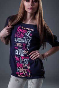 Стильна жіноча футболка StreetStyle, колір: Синій, розмір: L, арт. 034-416 034-416