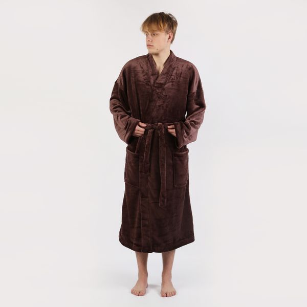 Чоловічий халат на запах, колір: Коричневий, розмір: XL-XXL, арт. 063-909 063-909