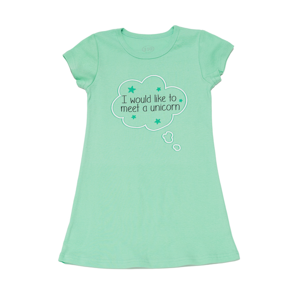 Night shirt for girls Flamingo, color: Lettuce, size: 128, sku 321-1006К