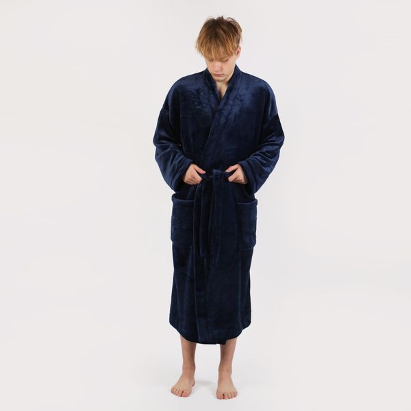 Мужской халат на запах, цвет: Темно-синий, размер: XL-XXL, арт. 063-909 063-909 фото